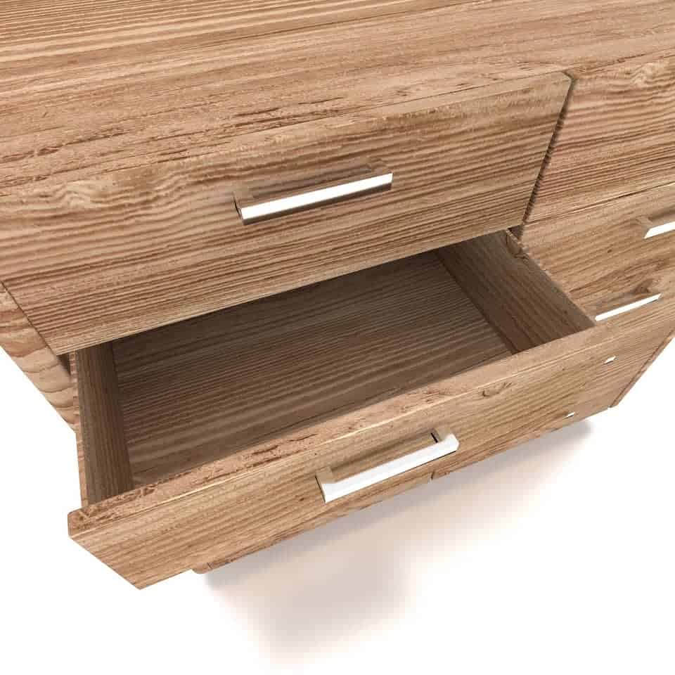 Cajonera de madera con cajón abierto